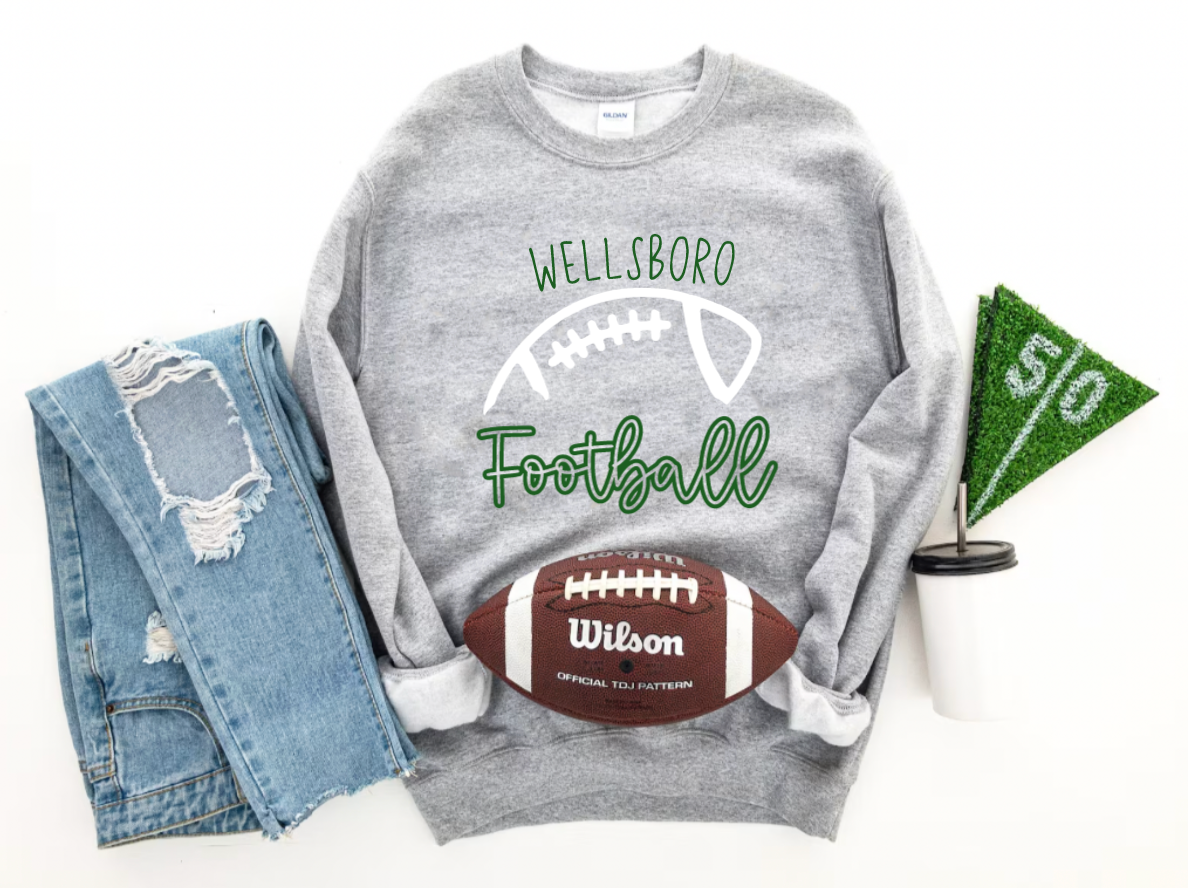 YOUTH Customized School Spirit Football Crewneck Sweatshirt