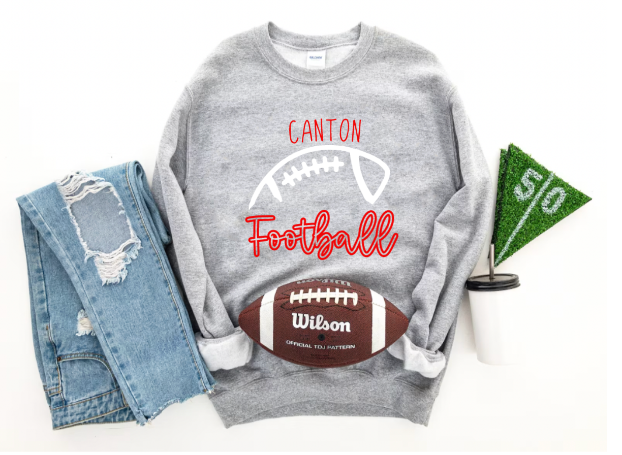 YOUTH Customized School Spirit Football Crewneck Sweatshirt