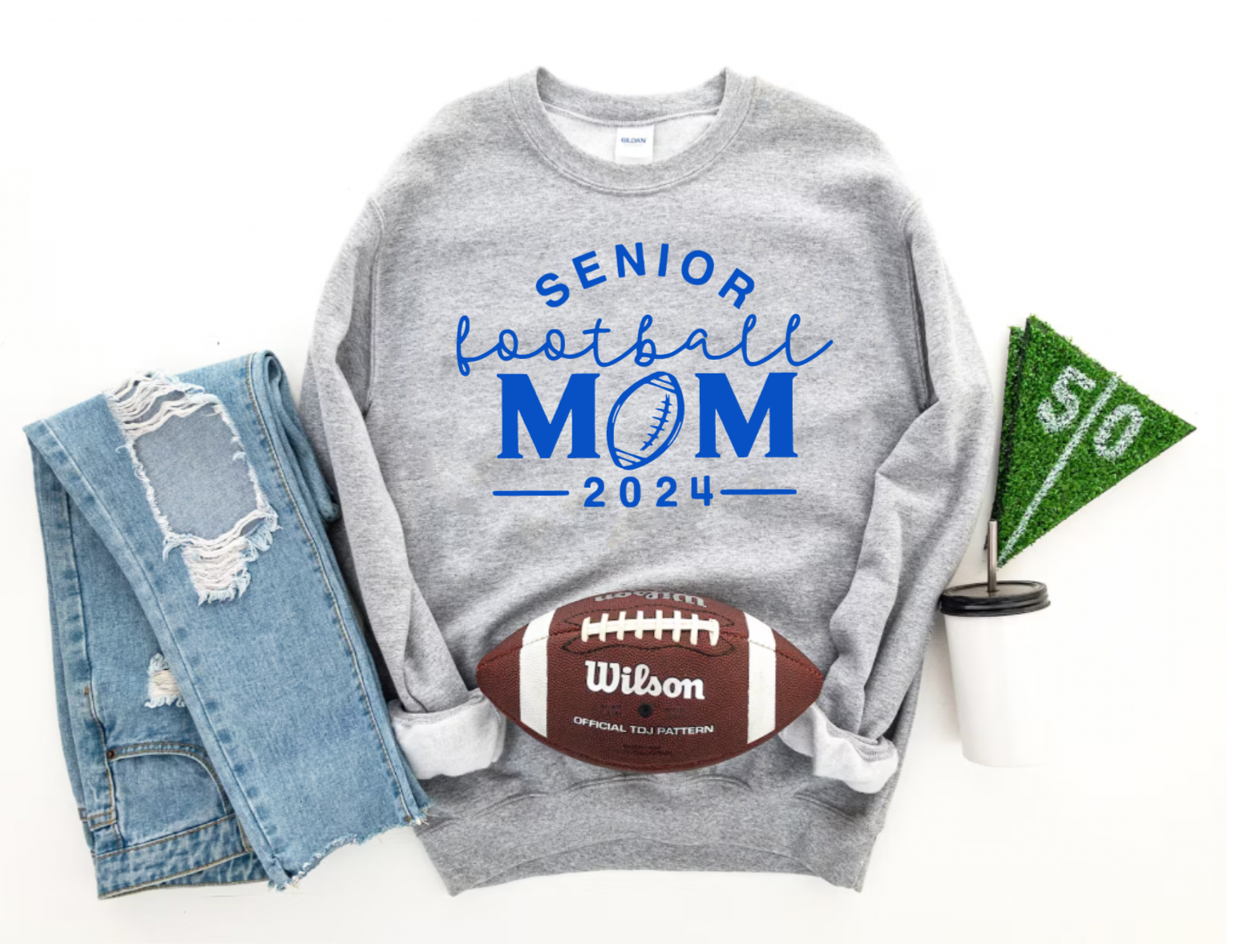 School Spirt Senior Football Mom Crewneck Sweatshirt