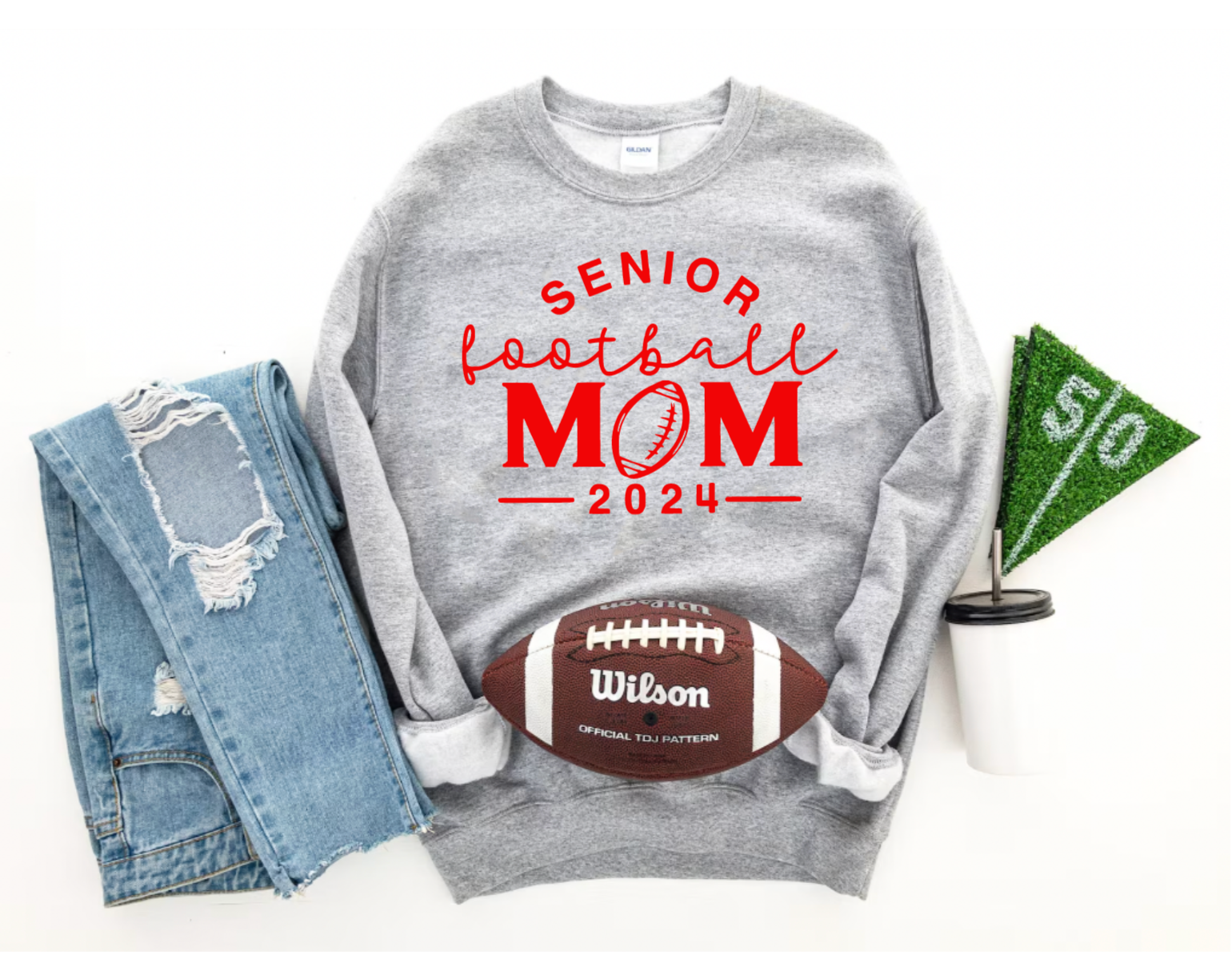 School Spirt Senior Football Mom Crewneck Sweatshirt