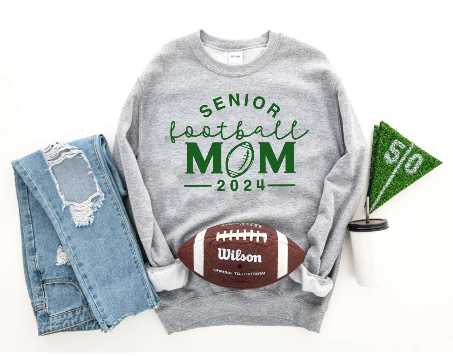 School Spirt Senior Football Mom Crewneck Sweatshirt