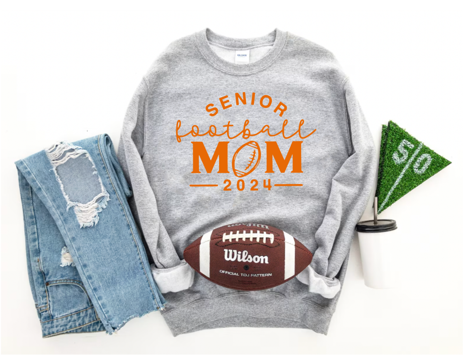 School Spirt Senior Football Mom Crewneck Sweatshirt