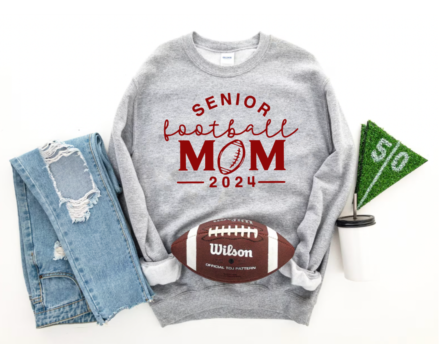 School Spirt Senior Football Mom Crewneck Sweatshirt
