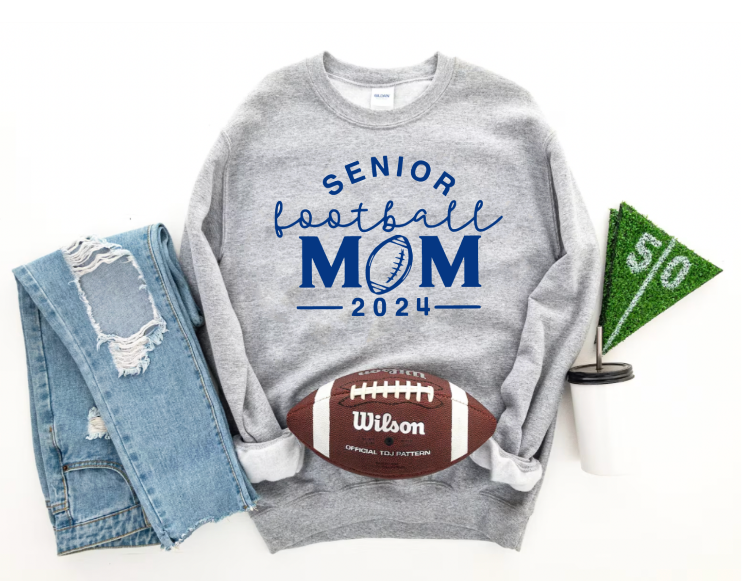 School Spirt Senior Football Mom Crewneck Sweatshirt