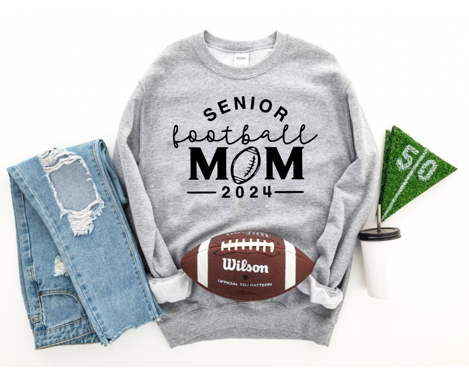 School Spirt Senior Football Mom Crewneck Sweatshirt
