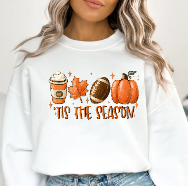 Tis the Season Fall Themed White Crewneck