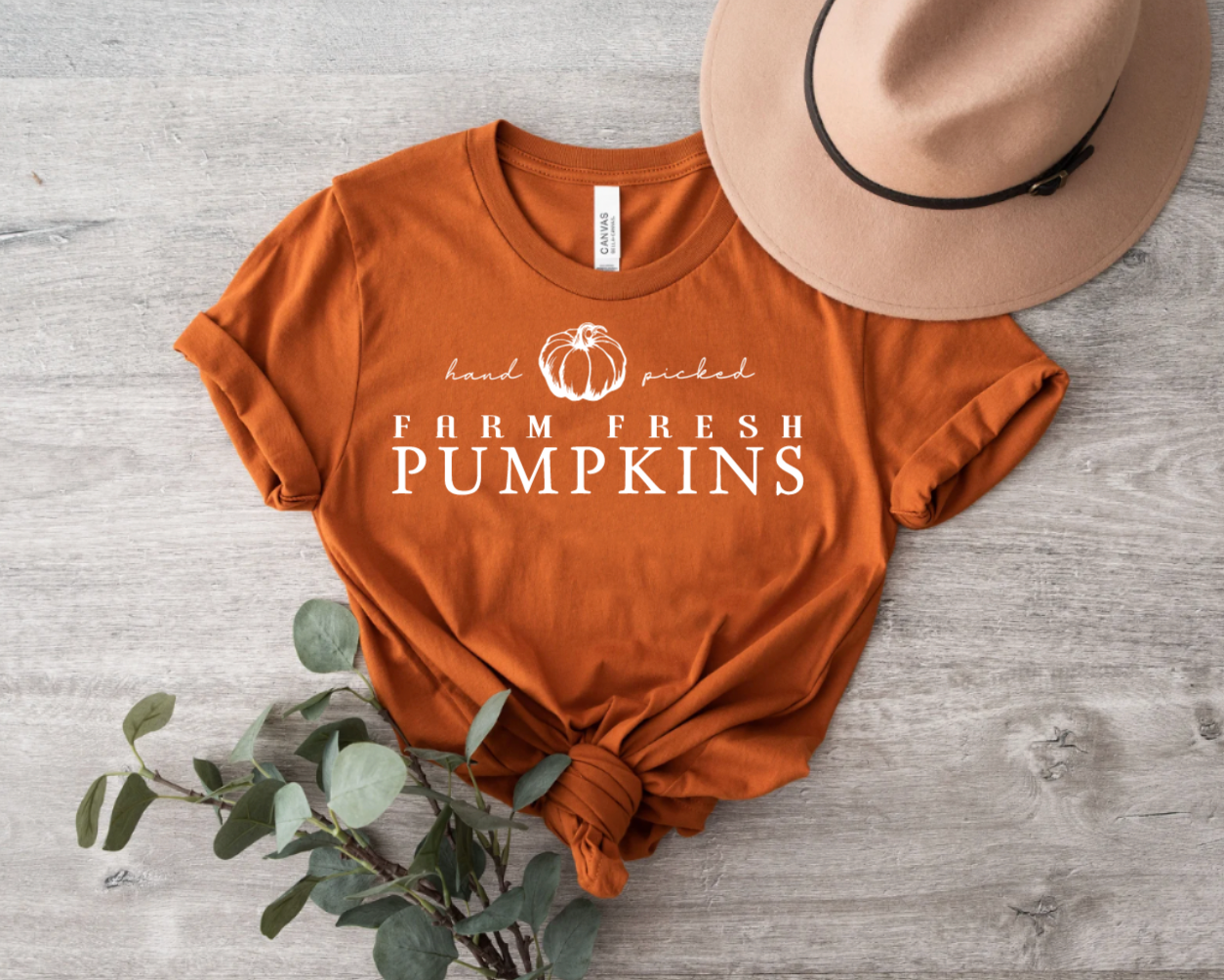Hand Picked Farm Fresh Pumpkins Burnt Orange Shirt