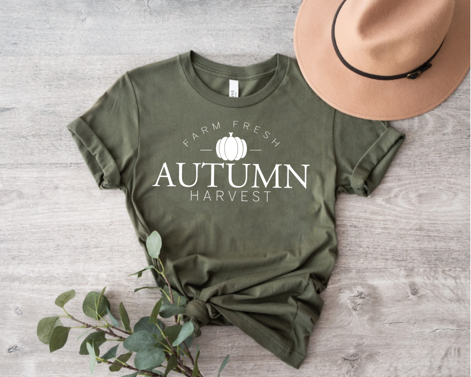 Farm Fresh Autumn Harvest Olive Green Shirt