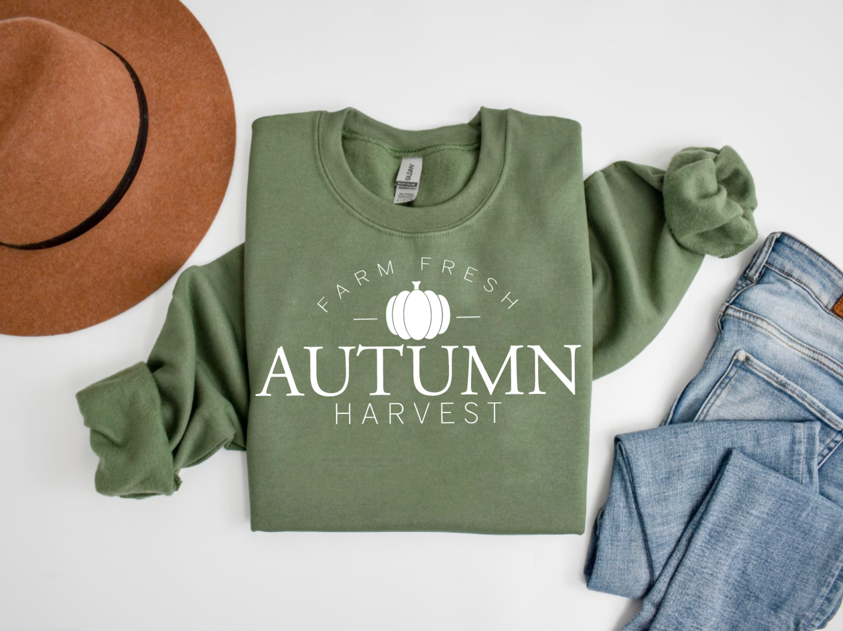 Farm Fresh Autumn Harvest Olive Green Crewneck