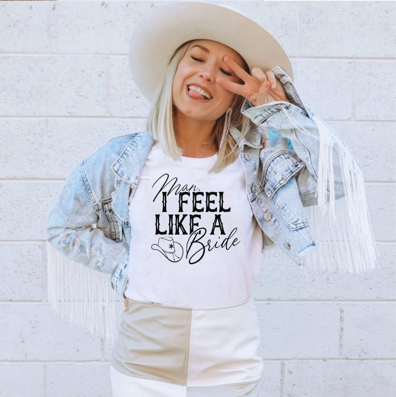 Man I Feel Like A Bride White Bachelorette Shirt for Bachelorette Party