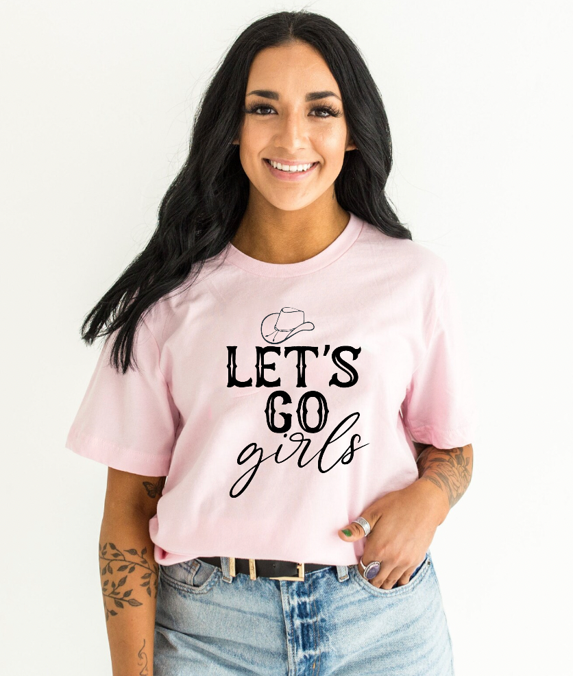 Lets Go Girls Light Pink Bachelorette Shirts for Bachelorette Party