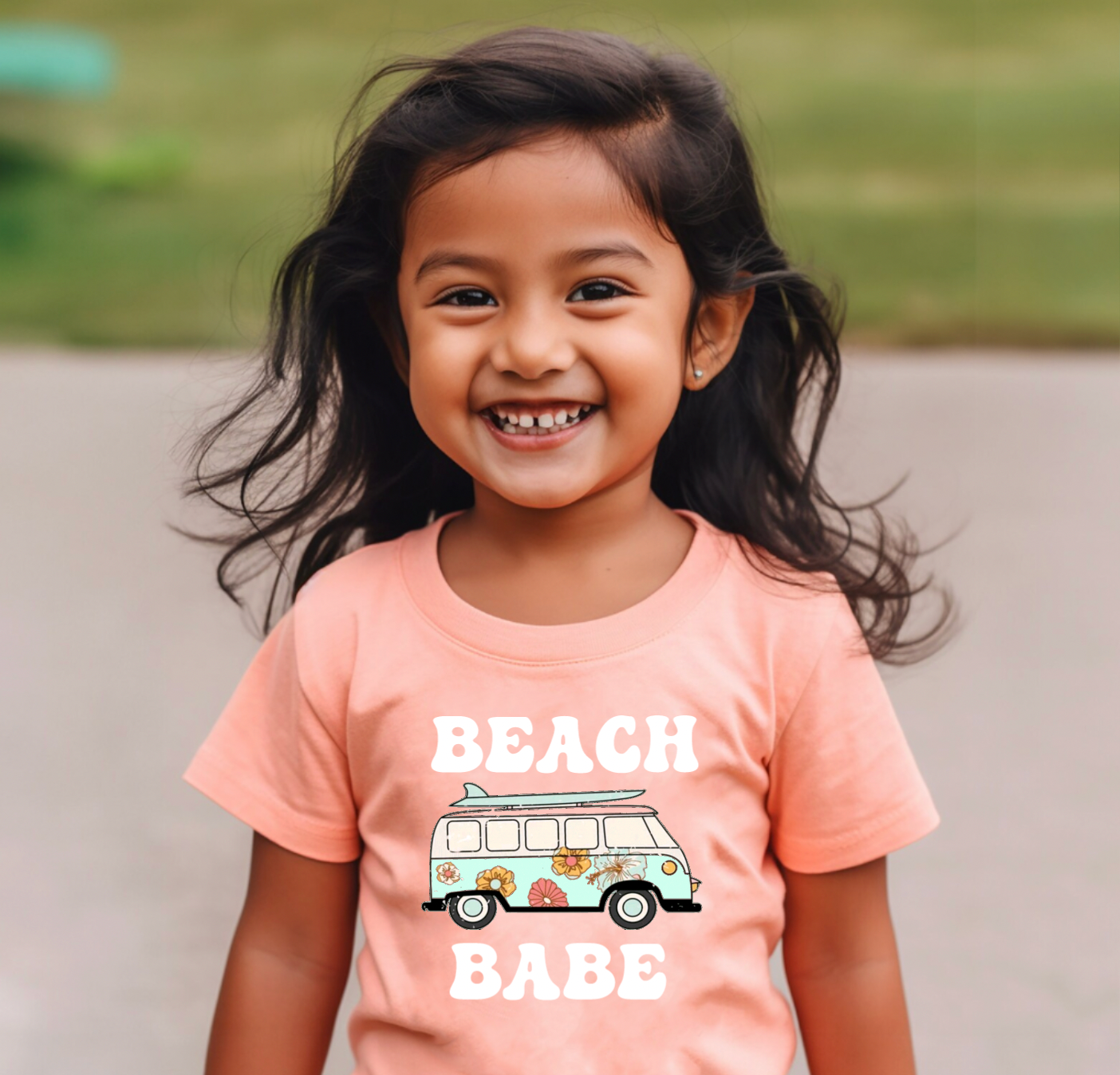 Retro Beach Babe Van Peach Tee