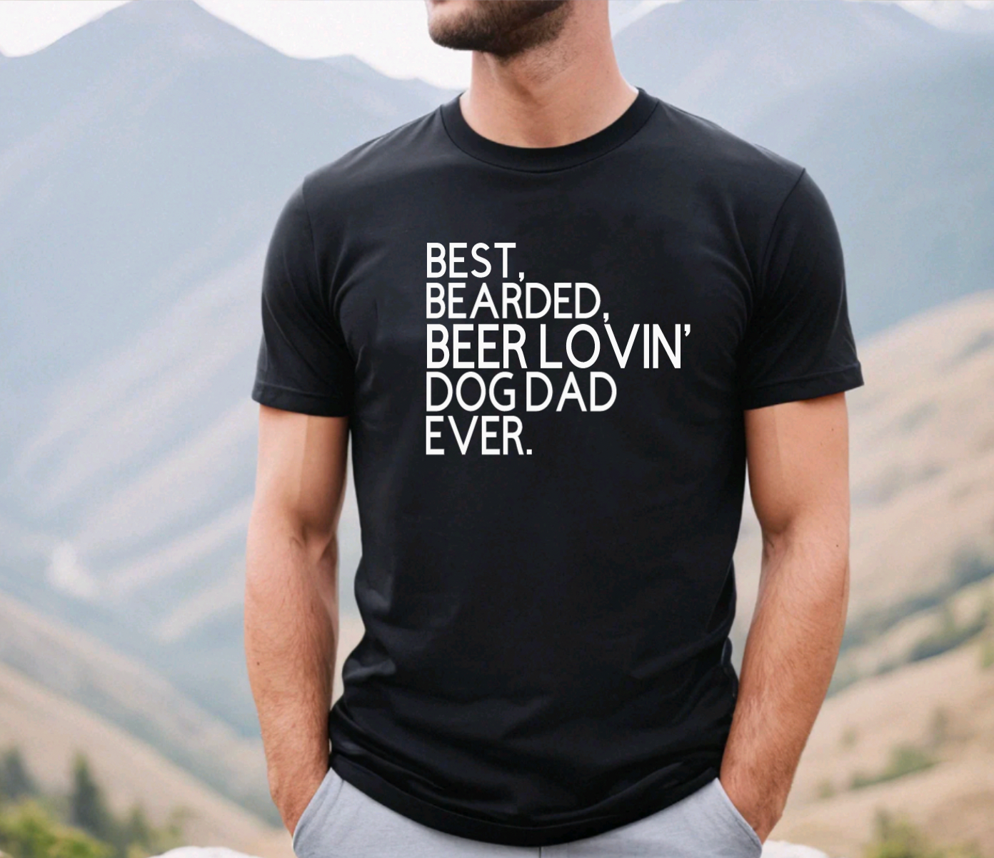 Best Bearded Beer Lovin Dog Dad Ever Mens Tee