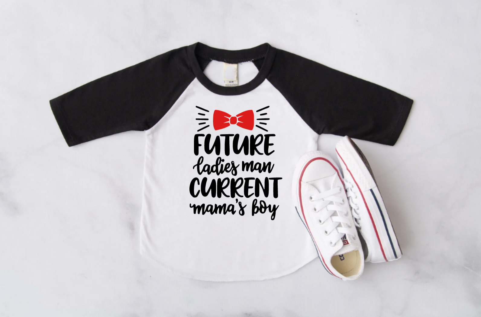 Future Ladies Man Current Momma's Boy Valentines Day Raglan Tee