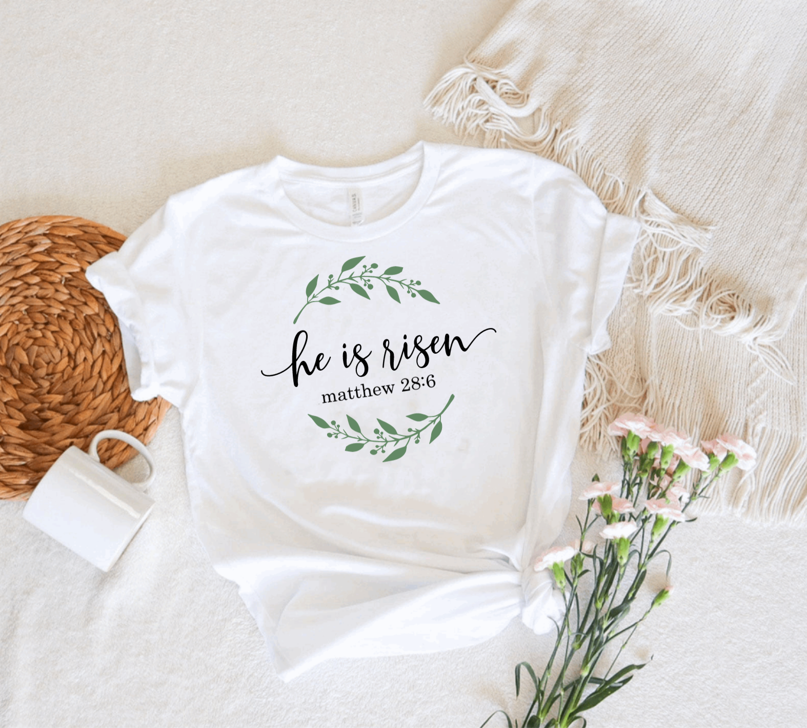 He Is Risen White Easter Shirt