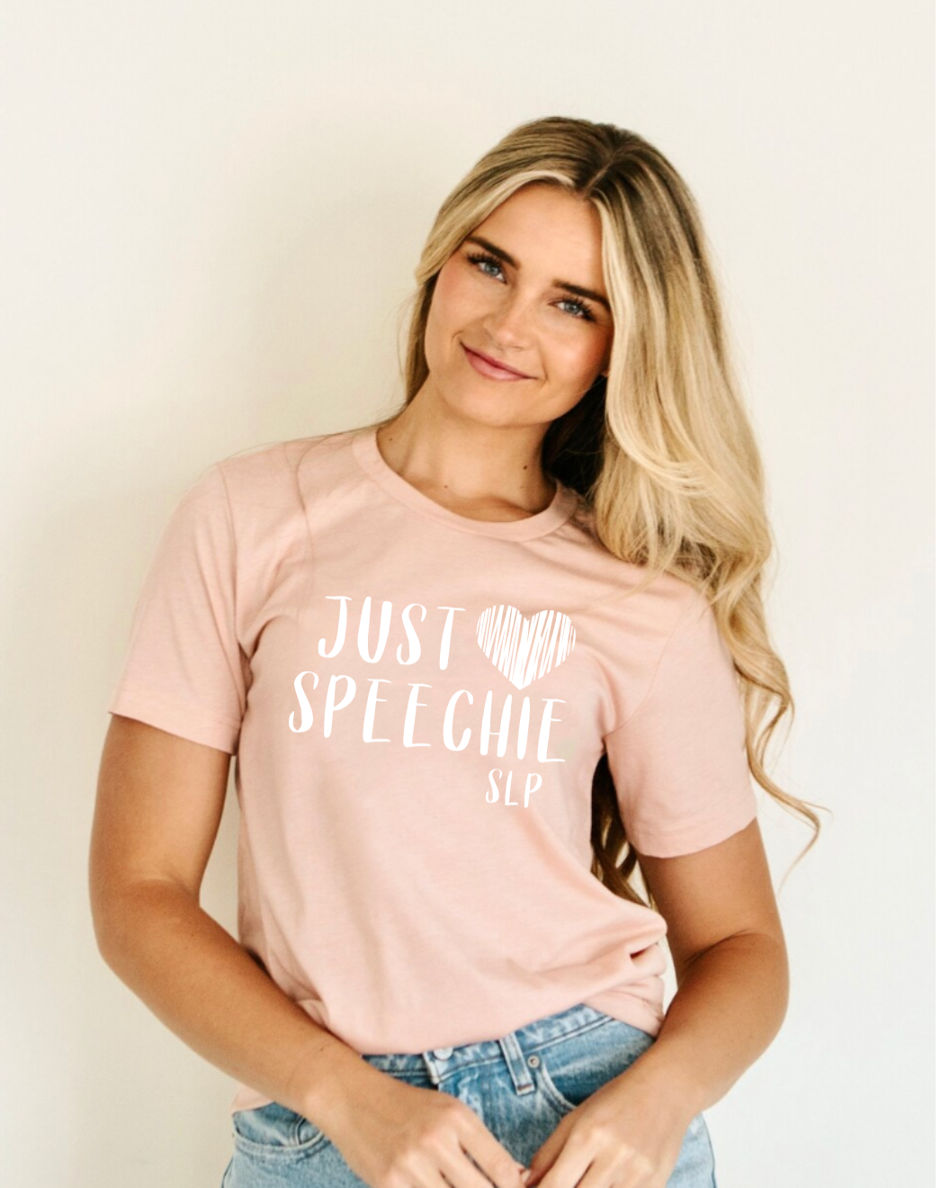 Just Speechie Speech Therapist Peach Tee