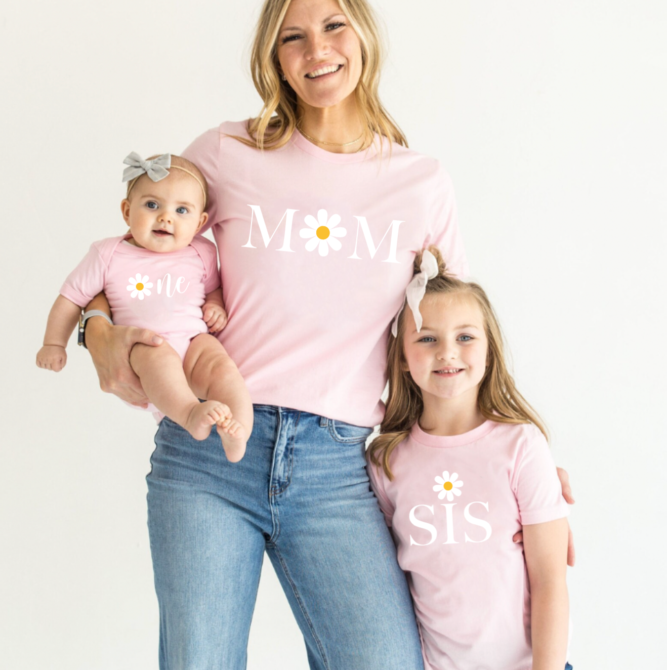 First Birthday Daisy Flower Matching Pink Tee