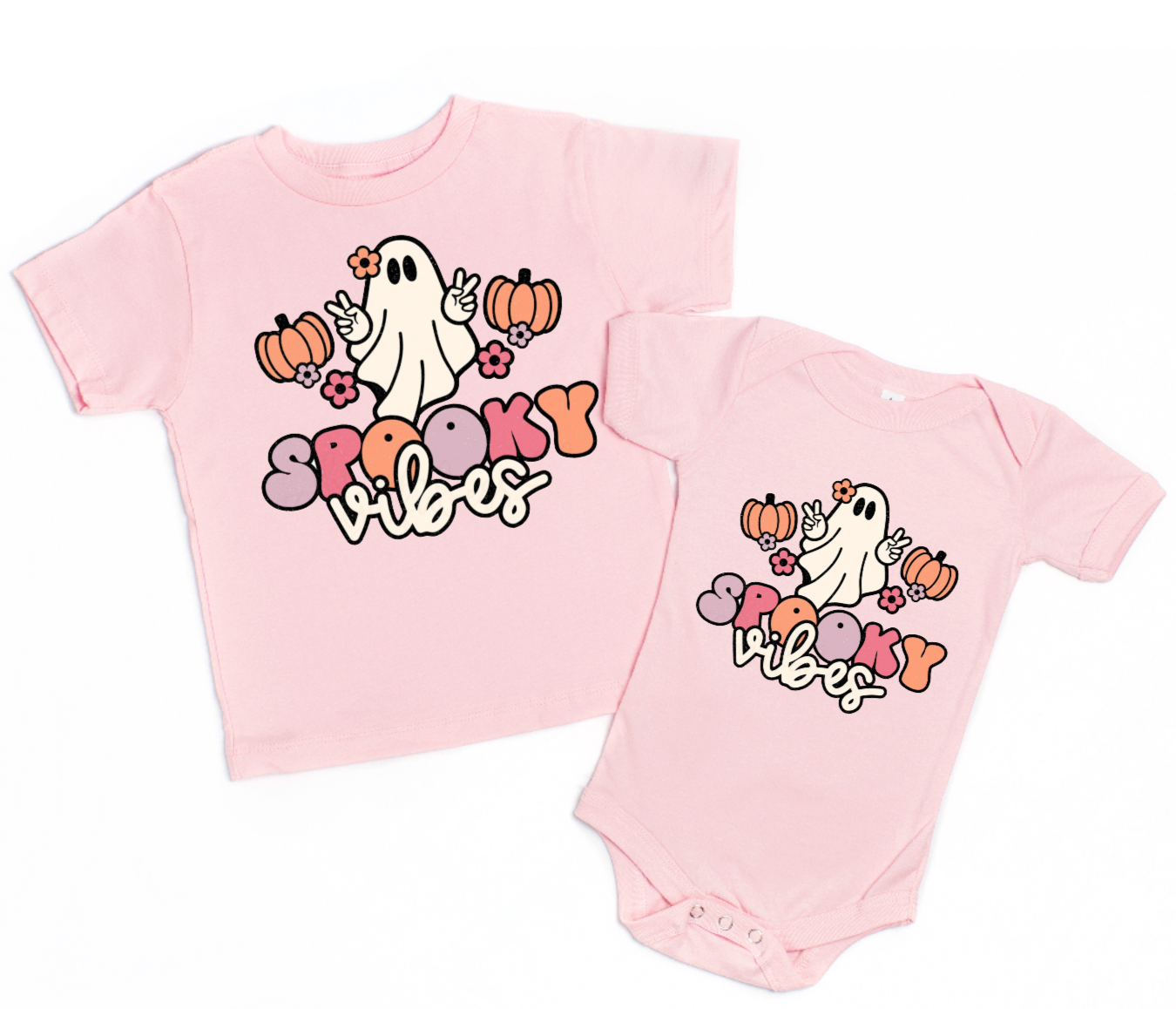 Spooky Vibes Matching Halloween Shirts for Babies, Toddlers, and Kids