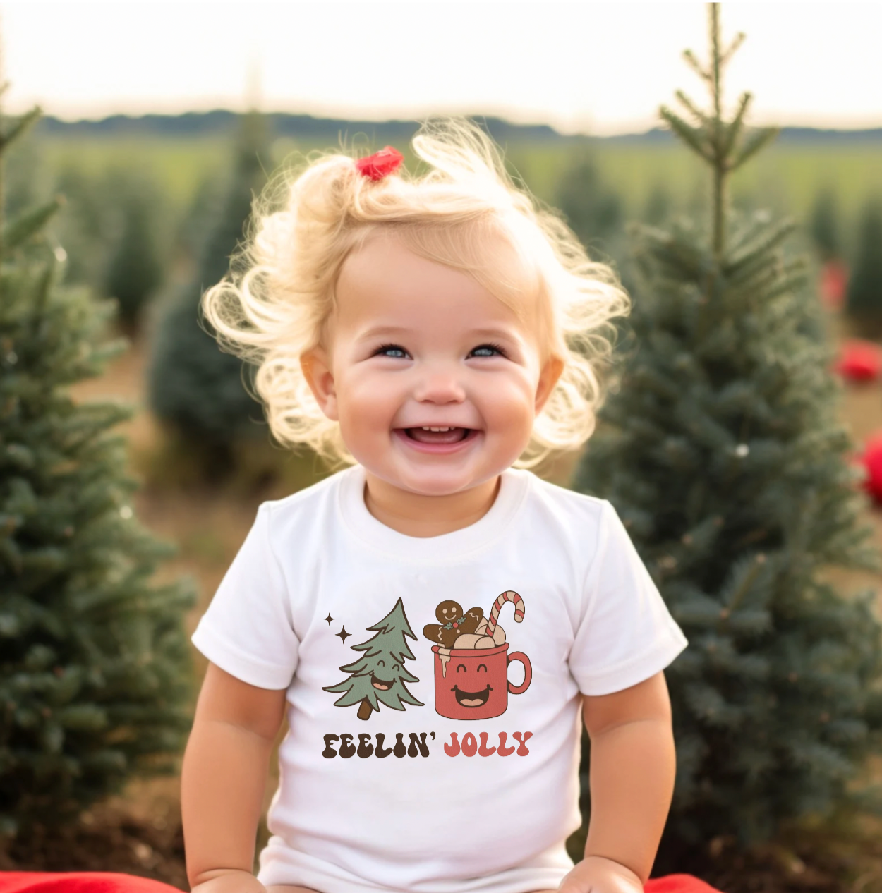Feelin Jolly White Christmas Shirt for Toddlers