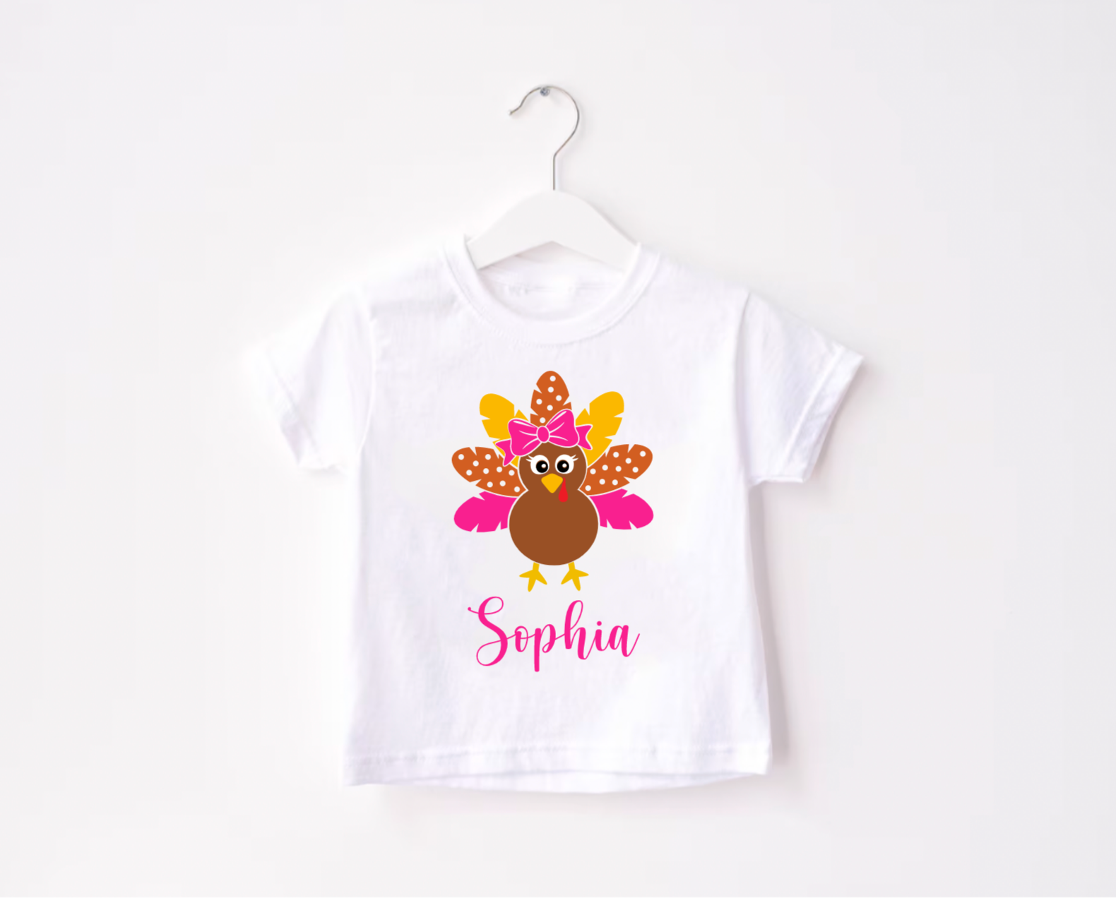 Personalized Fall Turkey White Thanksgiving Shirt