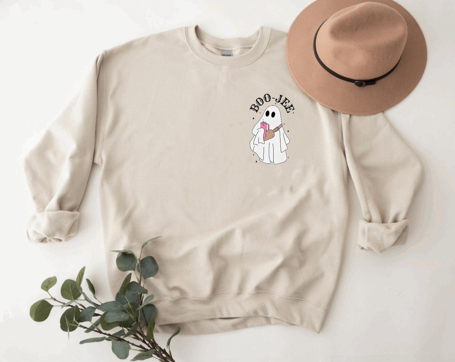 Bou-jee Ghost Halloween Tan Crewneck