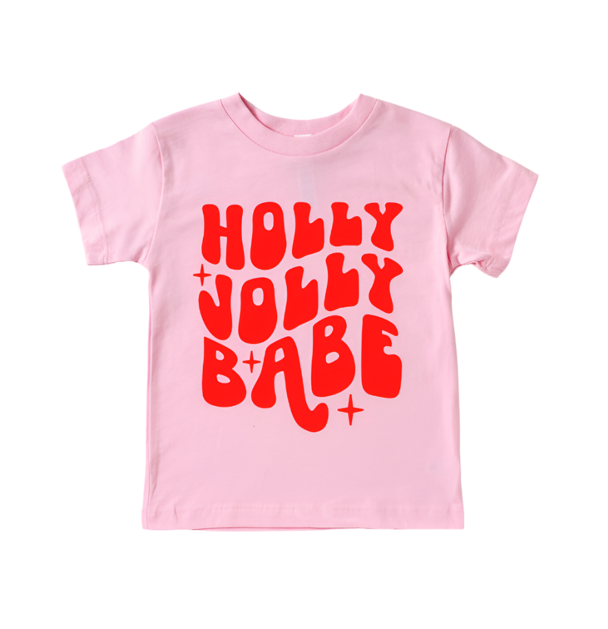 Holly Jolly Babe Pink Christmas Shirt for Toddlers