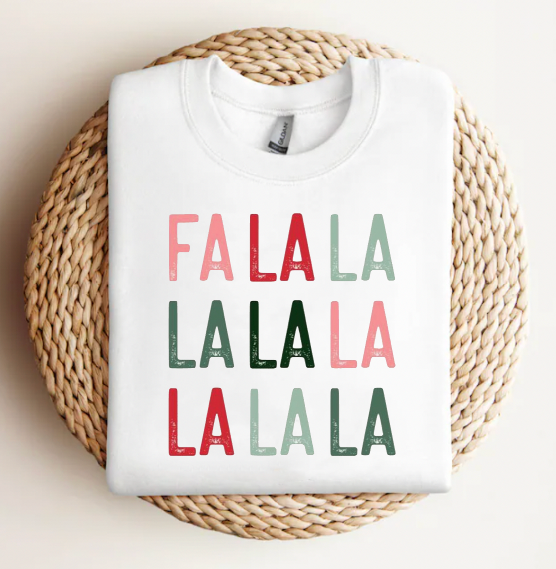 Fa La La La La White Christmas Crewneck