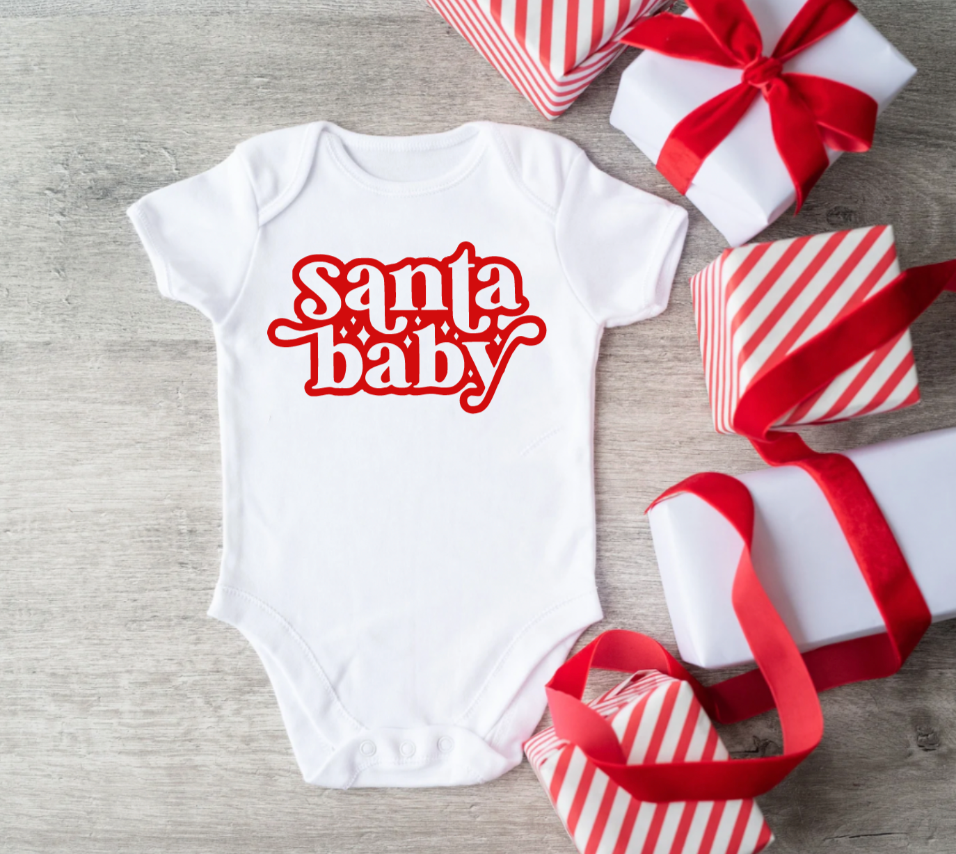 Santa Baby Christmas White Bodysuit for Babies