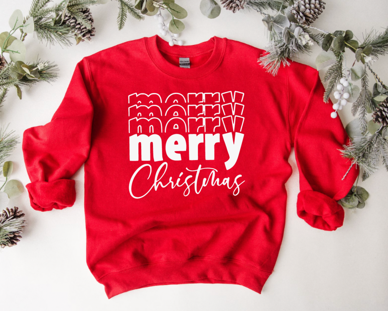 Merry Christmas Red Retro Crewneck