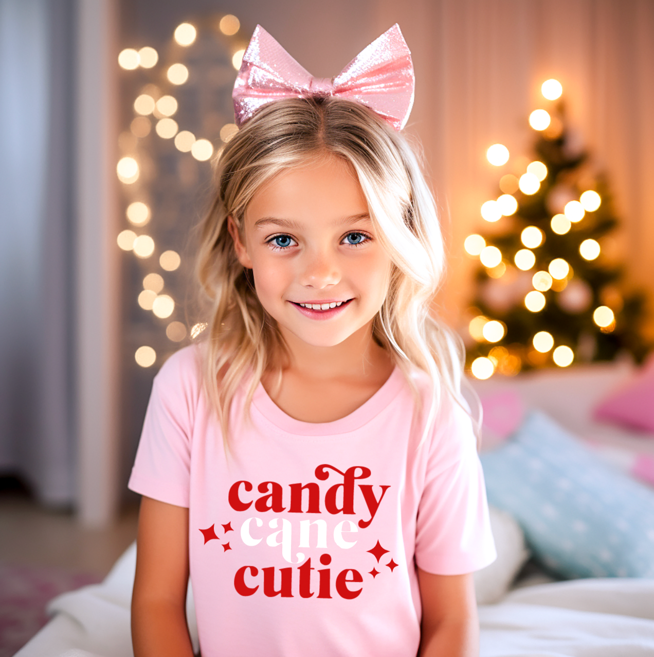 Candy Cane Cutie Pink Christmas Shirt for Kids
