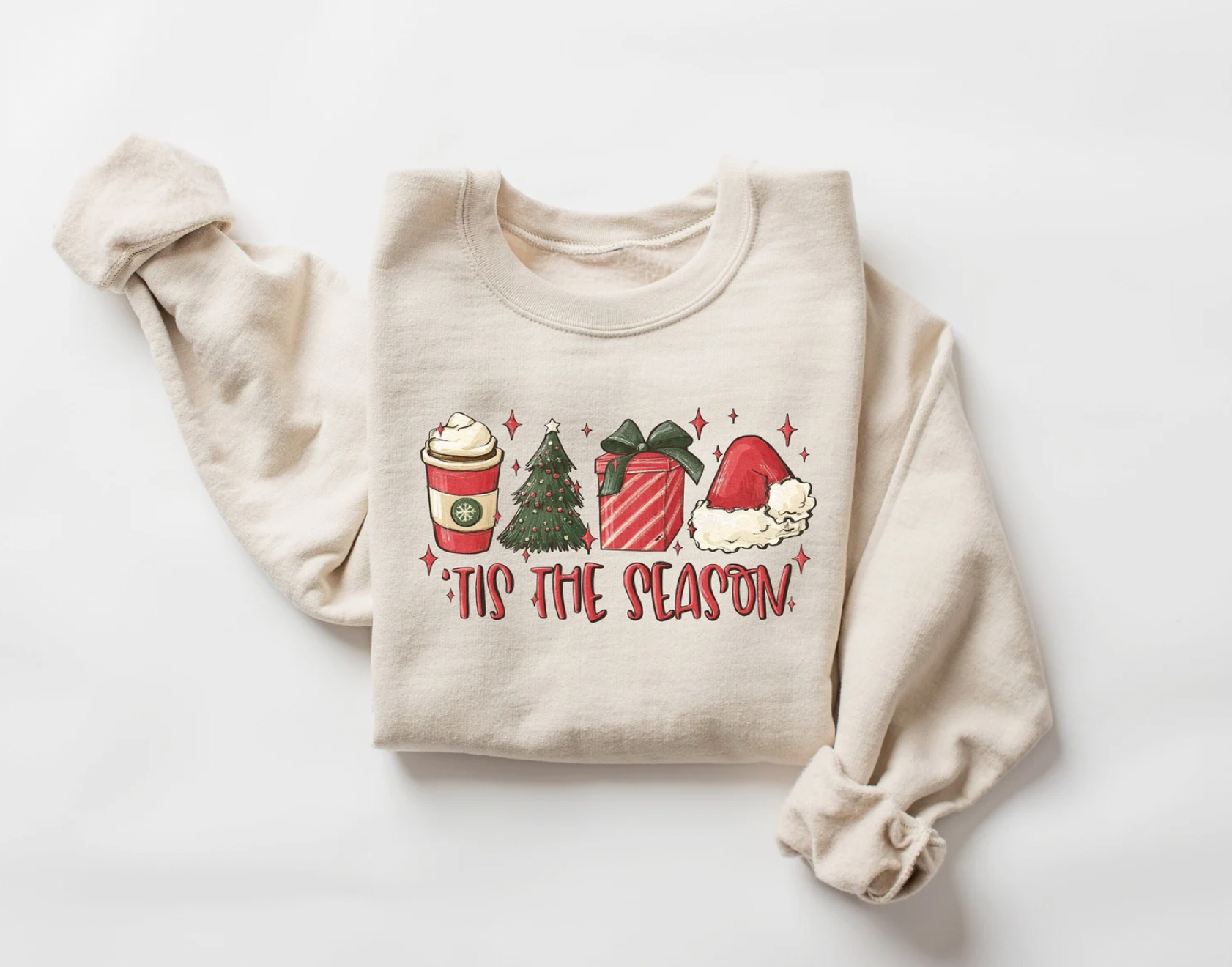 Tis The Season Christmas Tan Crewneck