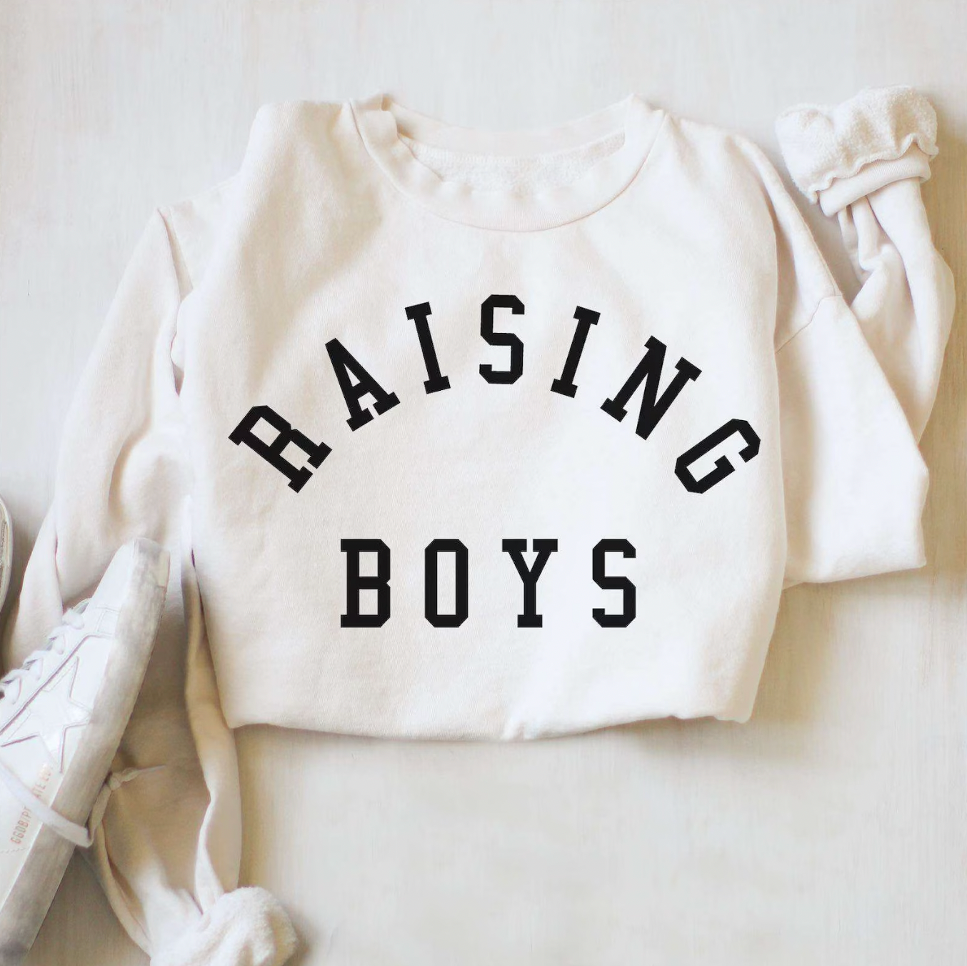 Raising Boys White Comfort Colors Crewneck for Moms
