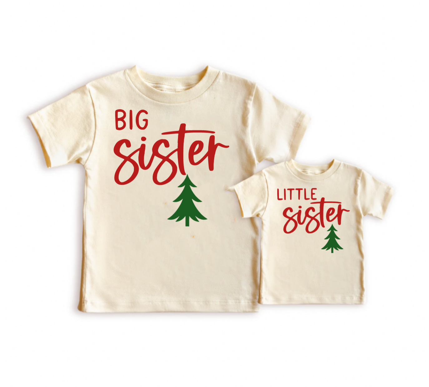 Big Sis Lil Sis Matching Sibling Christmas Short Sleeve Shirt for Infants, Toddlers, and Kids