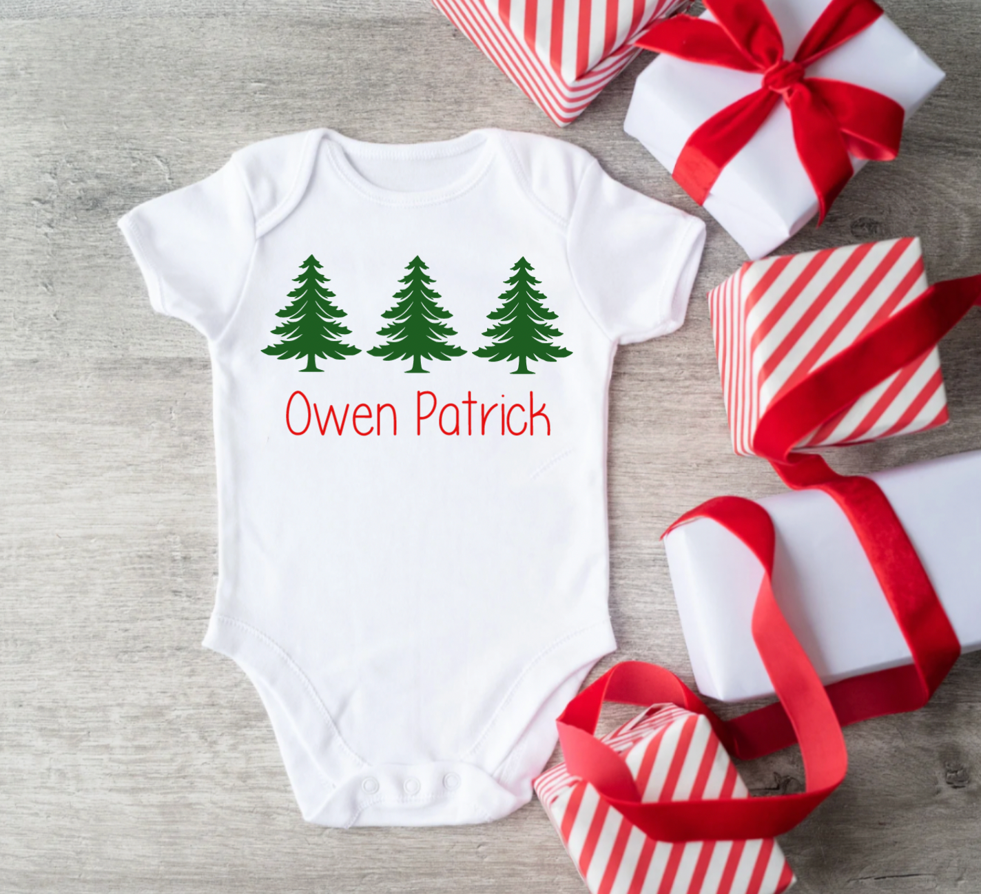 Personalized Christmas Tree Bodysuit for Babies