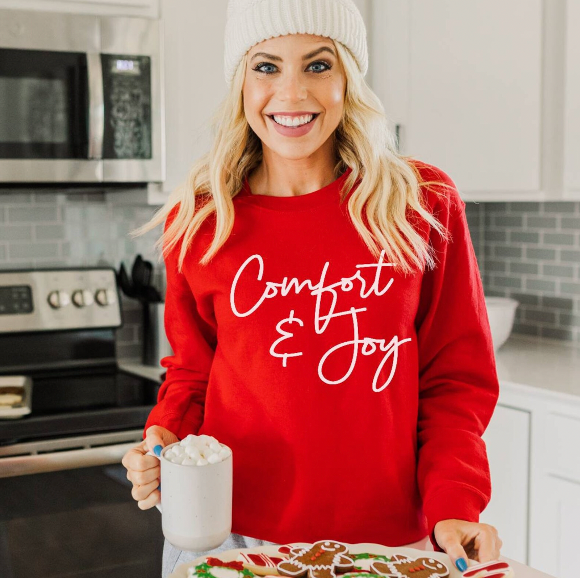 Comfort & Joy Red Christmas Crewneck