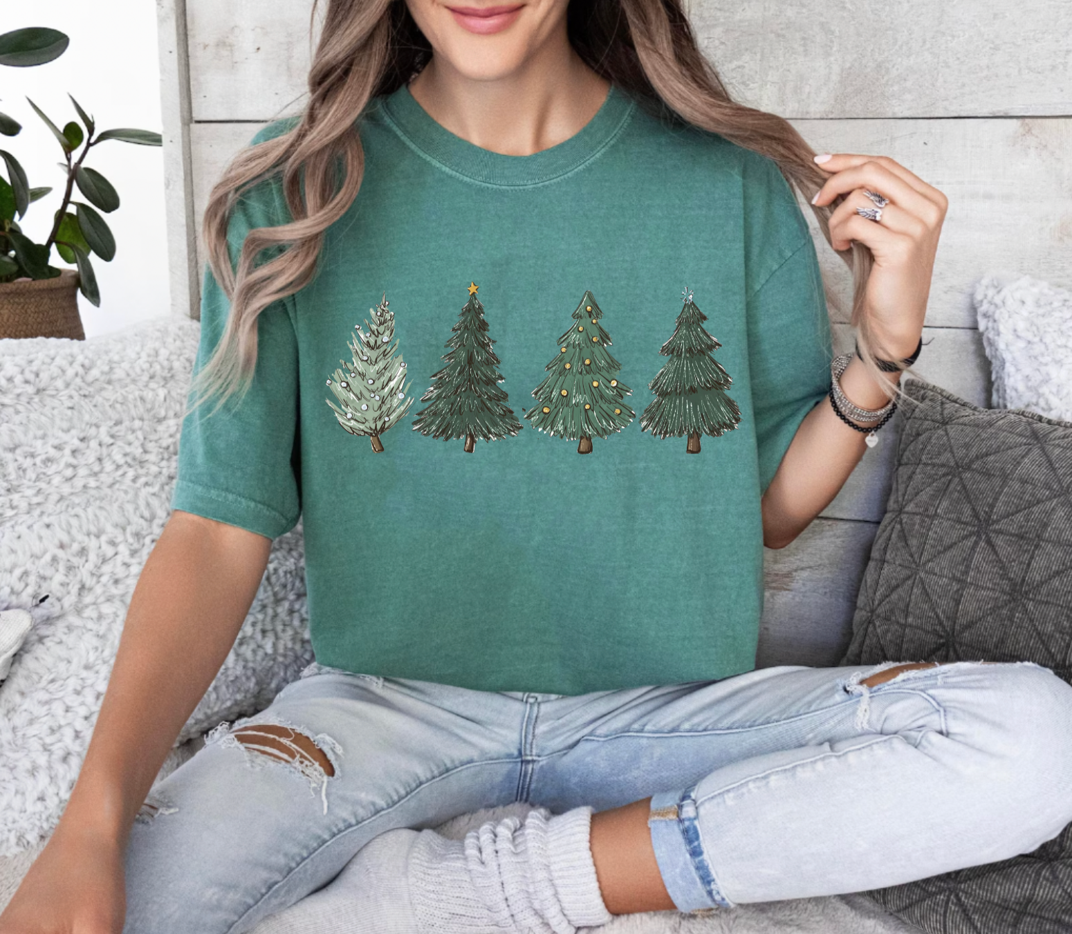 Green Christmas Tree Short Sleeved Tee