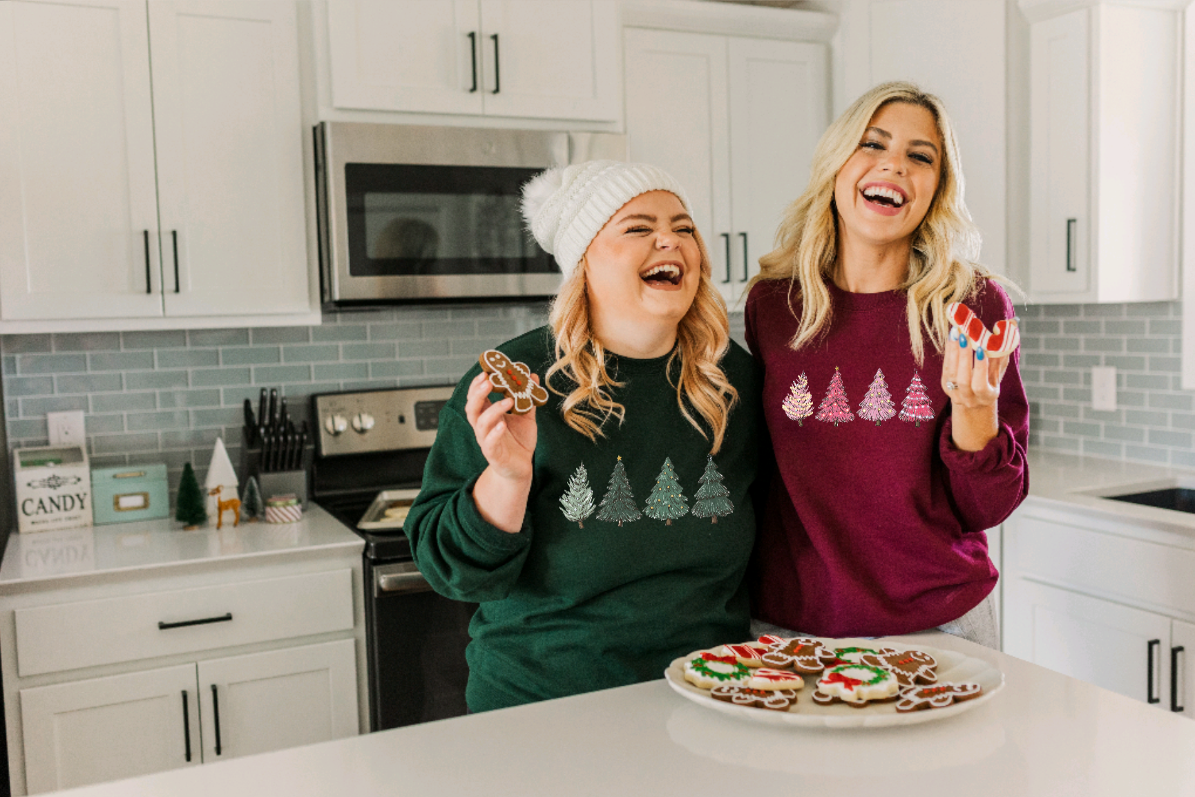 Maroon Christmas Tree Christmas Crewneck