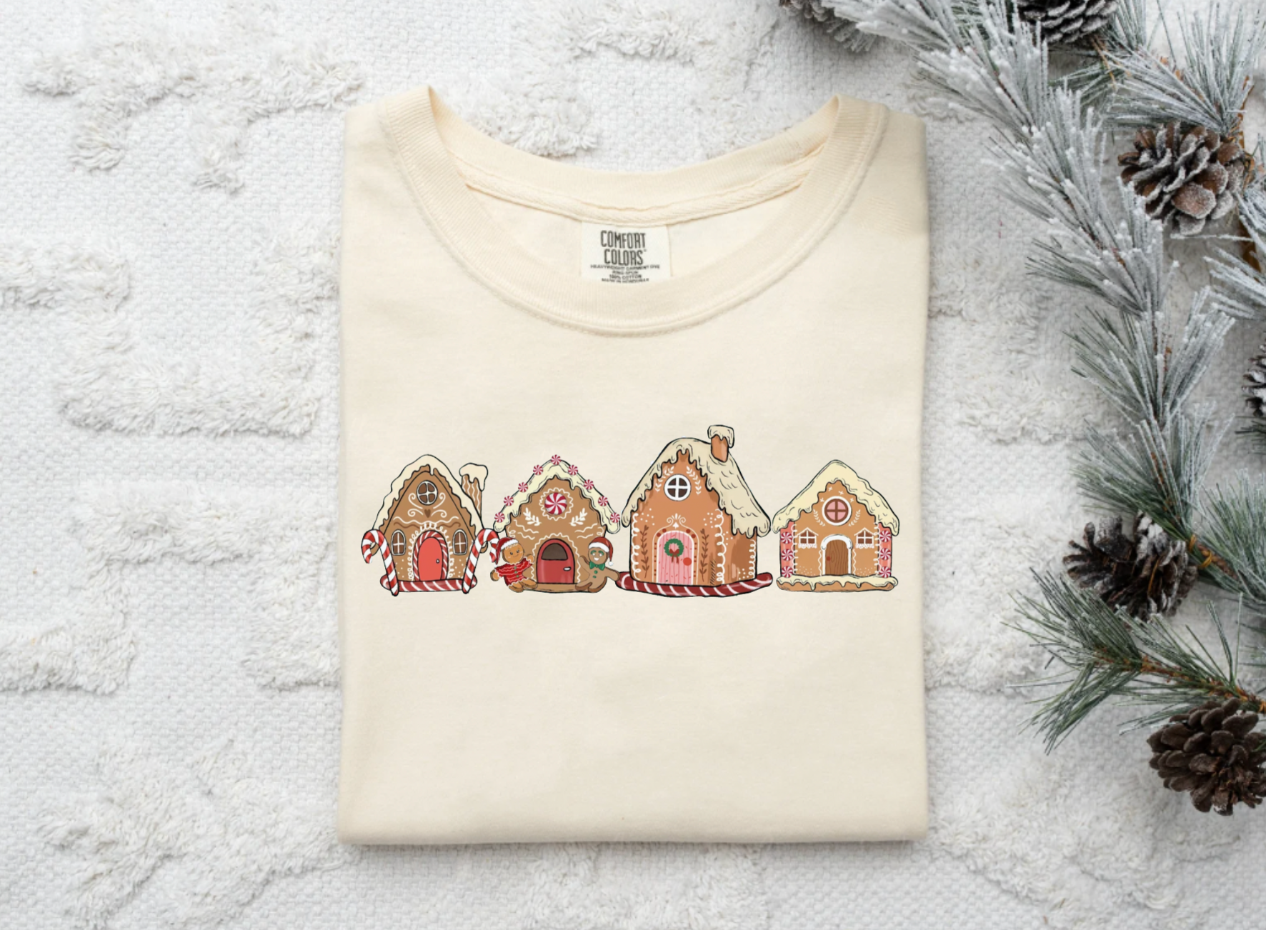 Ivory Gingerbread Short Sleeved Christmas T-Shirt