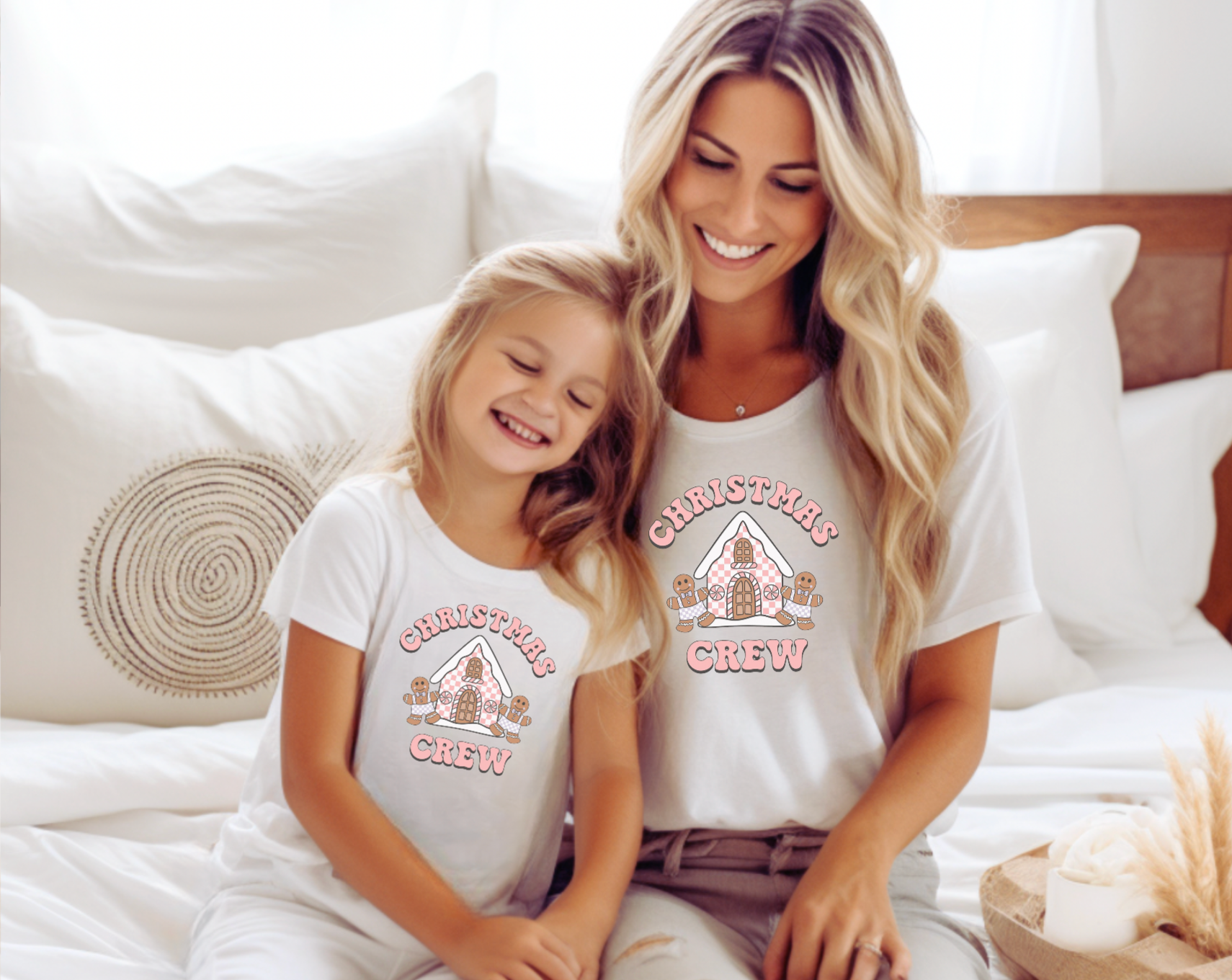 Matching Family Christmas Crew Gingerbread House White Shirts