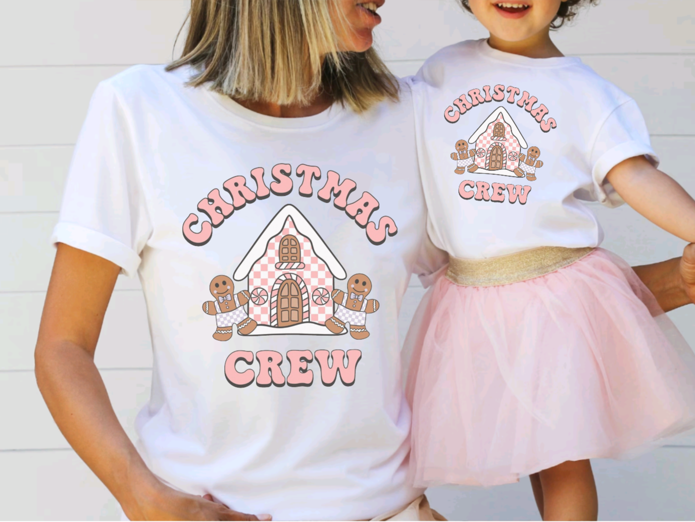 Matching Family Christmas Crew Gingerbread House White Shirts