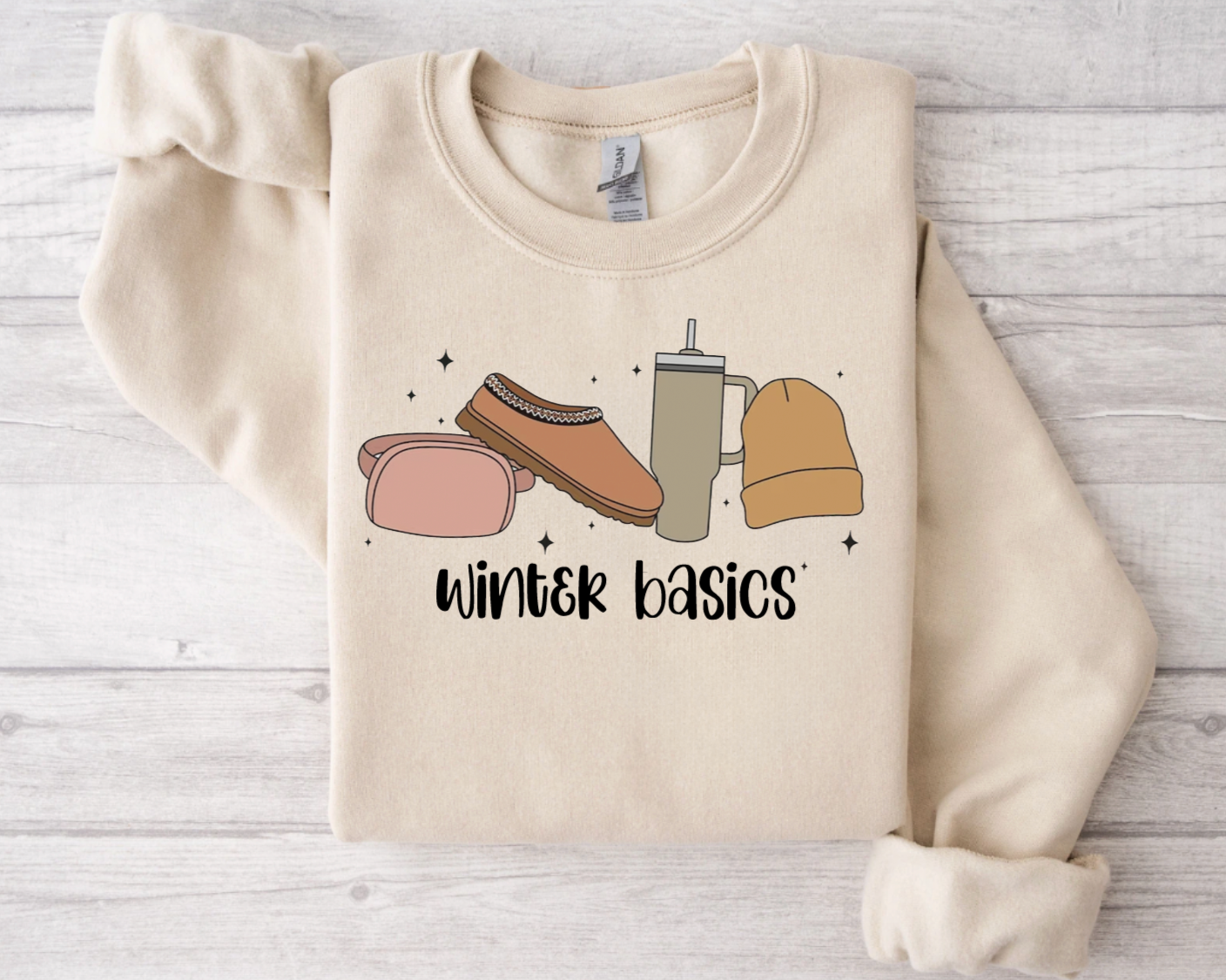 Winter Basics Tan Trendy Crewneck