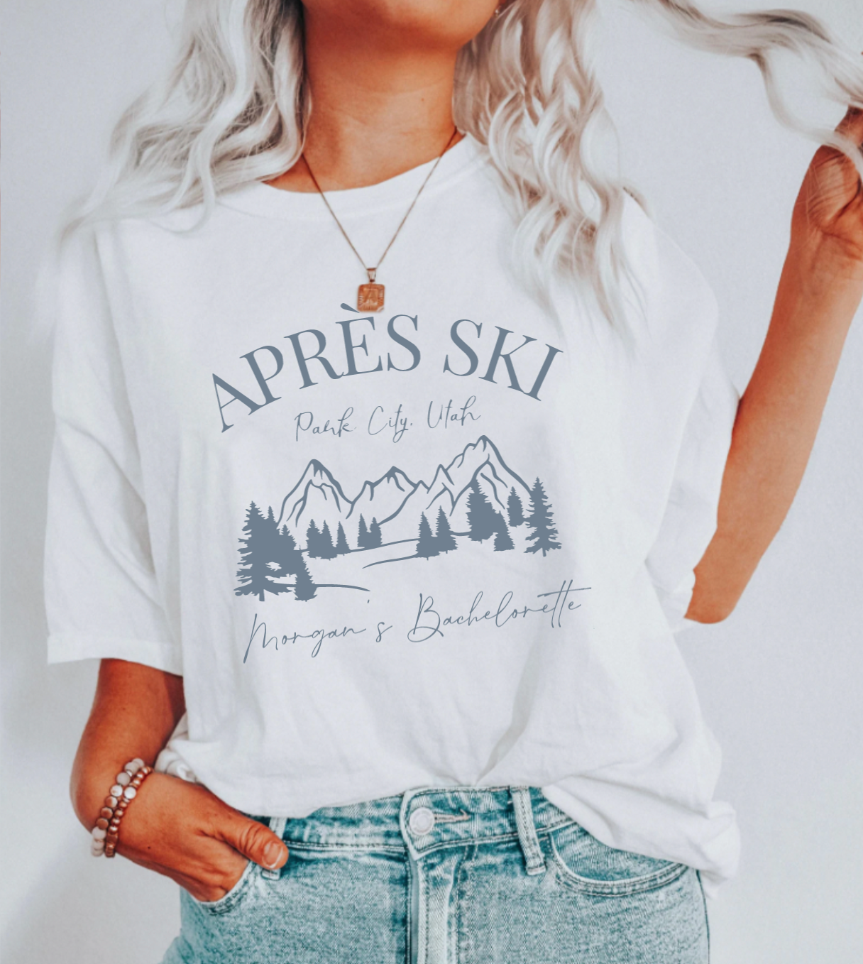 Apres Ski Park City Utah Bachelorette Winter Skiing Oversized Shirt for Bachelorette Party