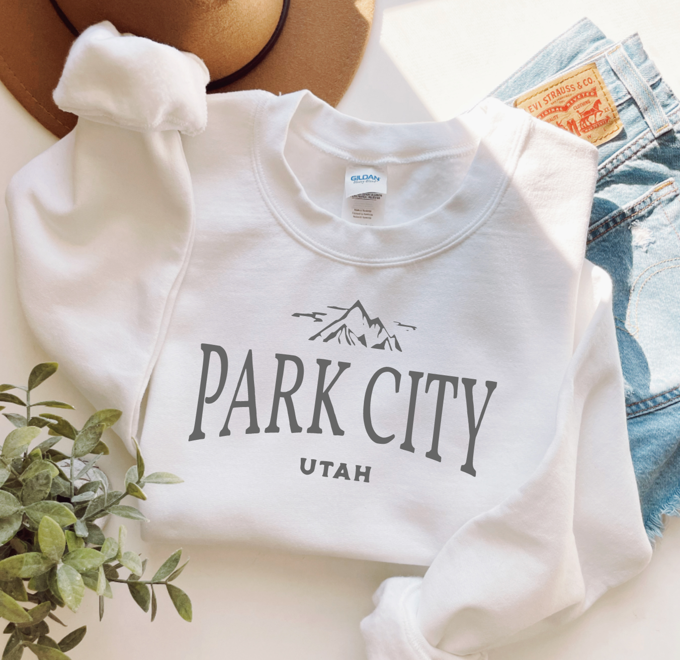 Park City Utah Travel Winter White Trendy Crewneck