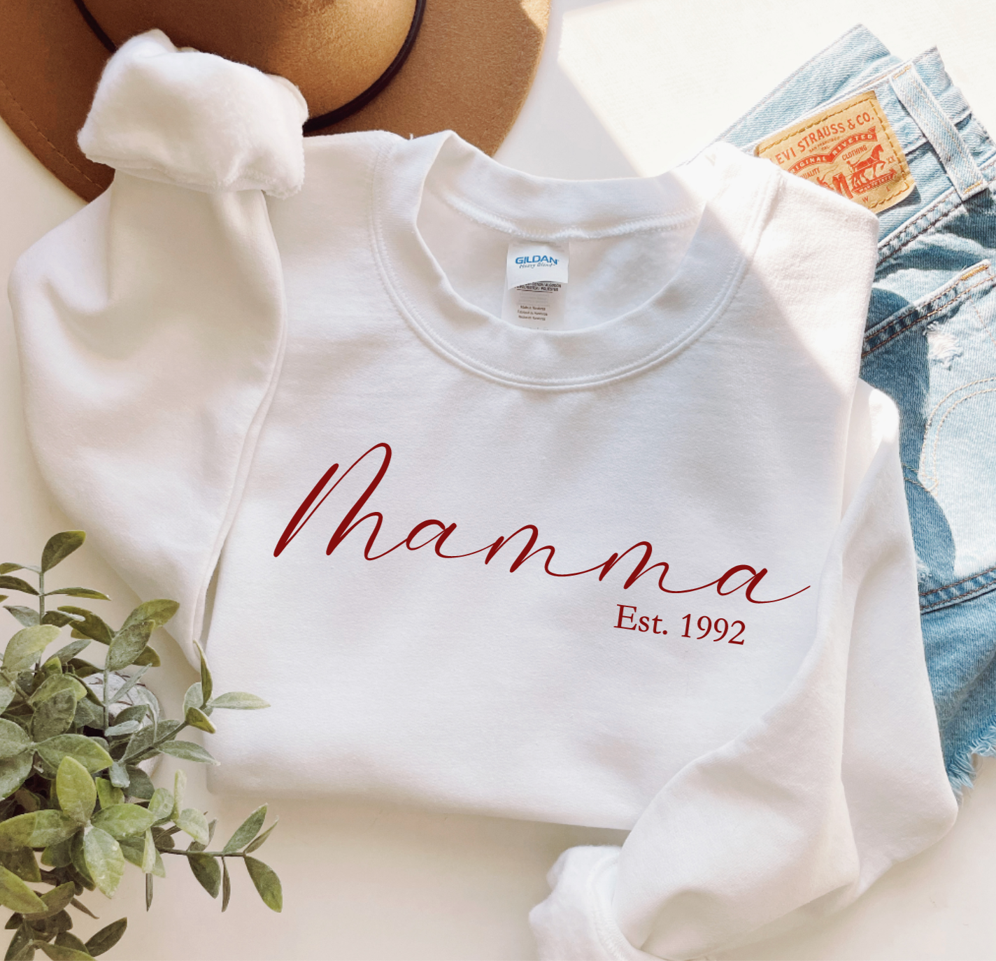 White and Maroon Personalized Grandma Crewneck