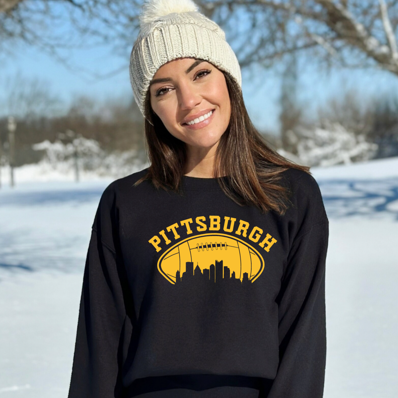 Pittsburgh Football Black Crewneck Sweatshirt