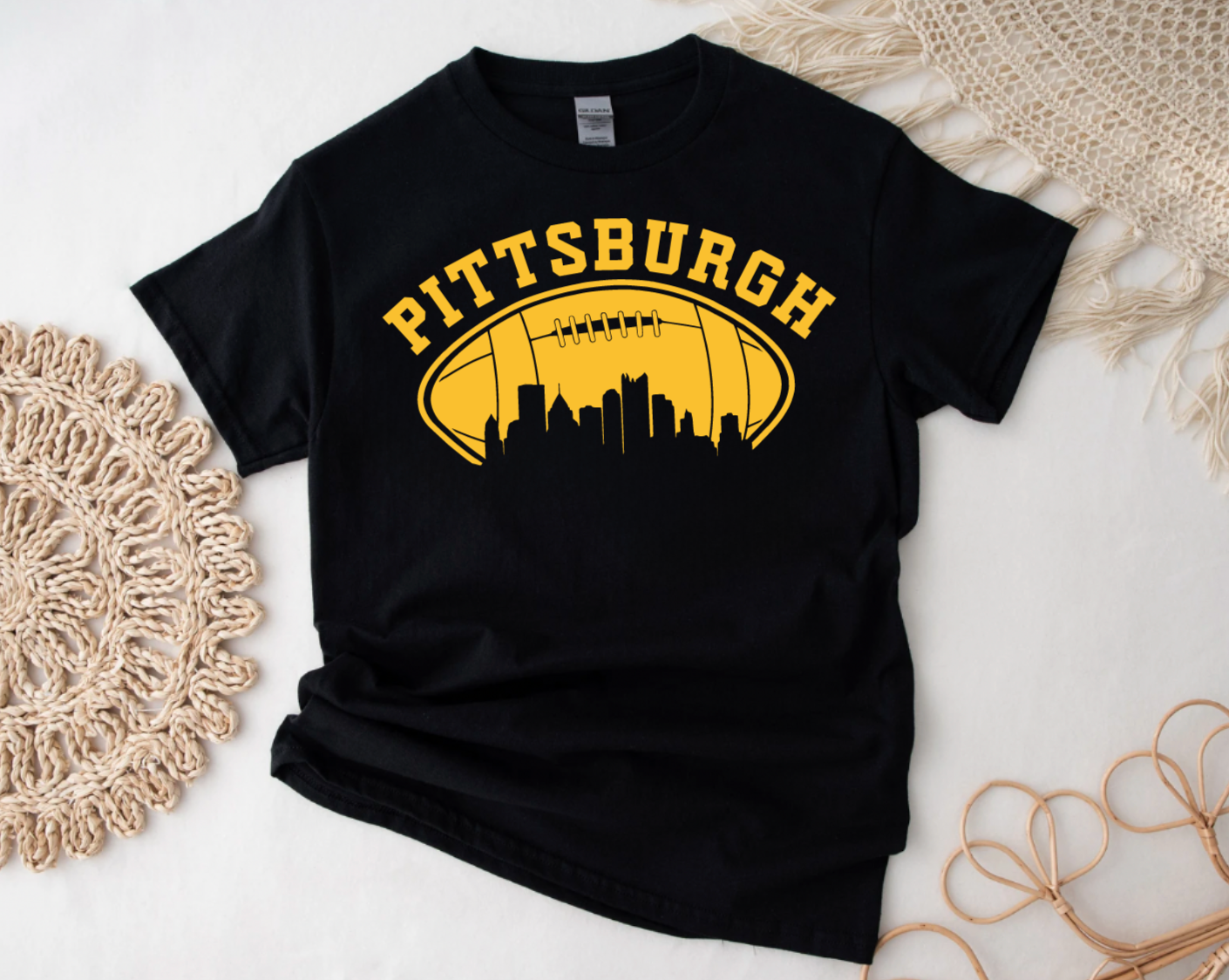 Pittsburgh Football Black Short Sleeved T-Shirt