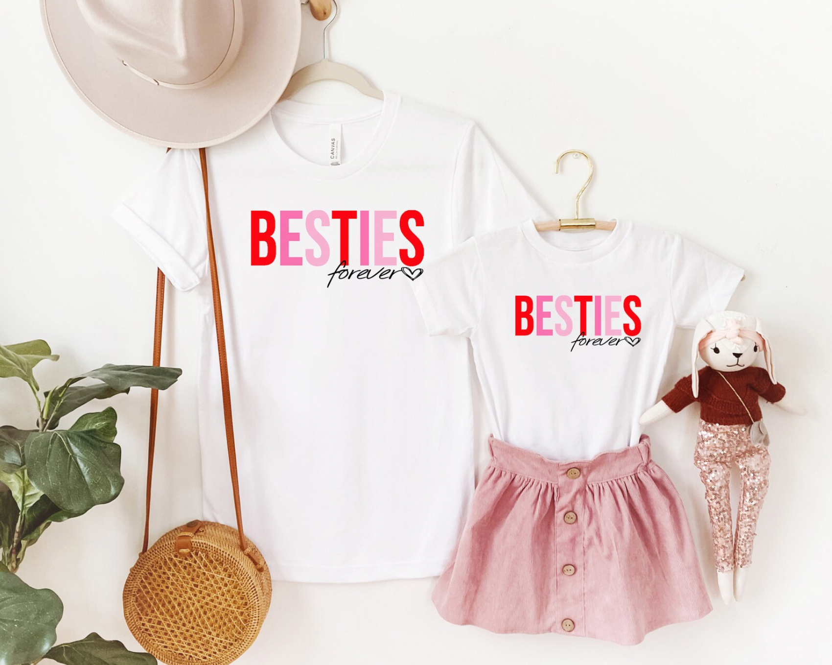 Besties Forever Mommy and Me White Matching Tees