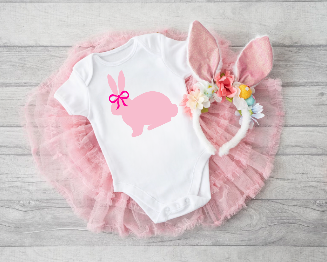 Pretty Easter Bunny Bow Infant Bodysuit