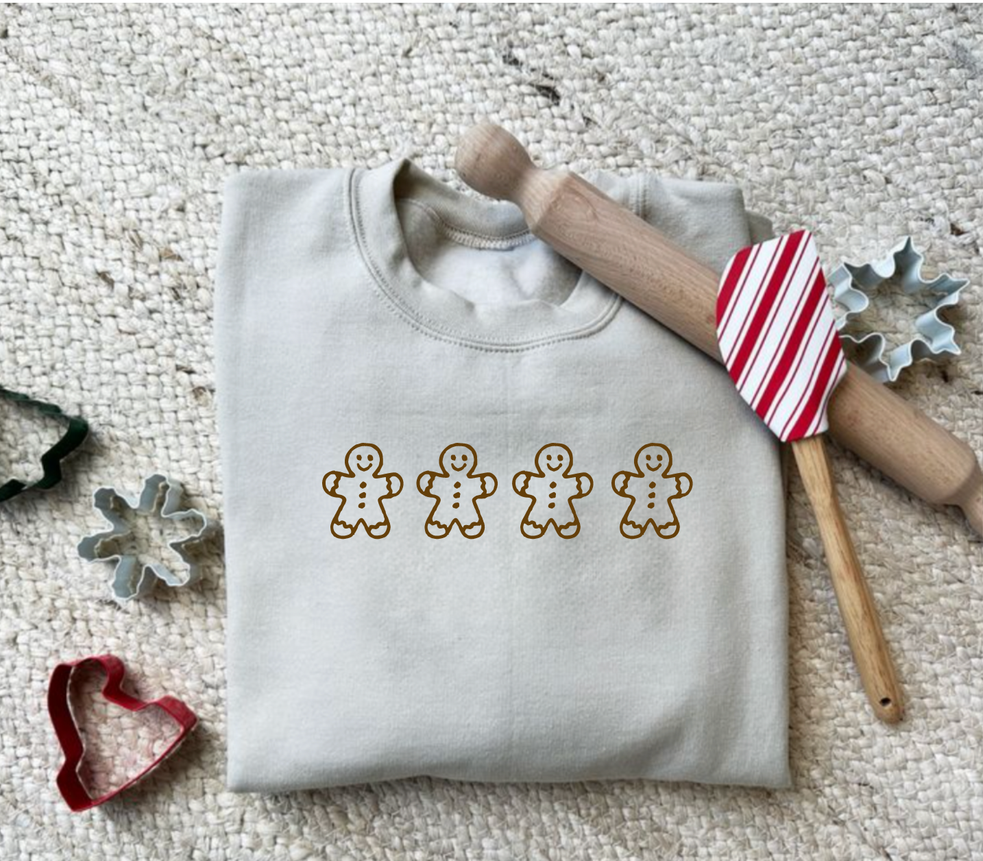 Gingerbread Brown and White Christmas Crewneck
