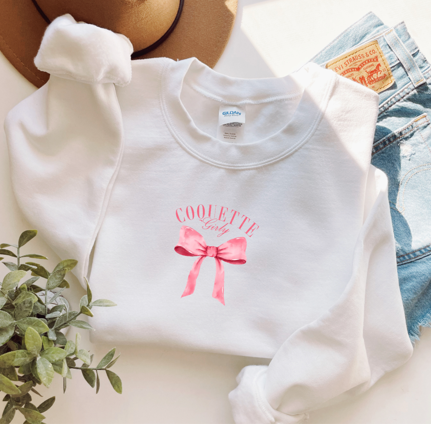 Coquette Girly Pink Bow Valentine's Day Pink Crewneck
